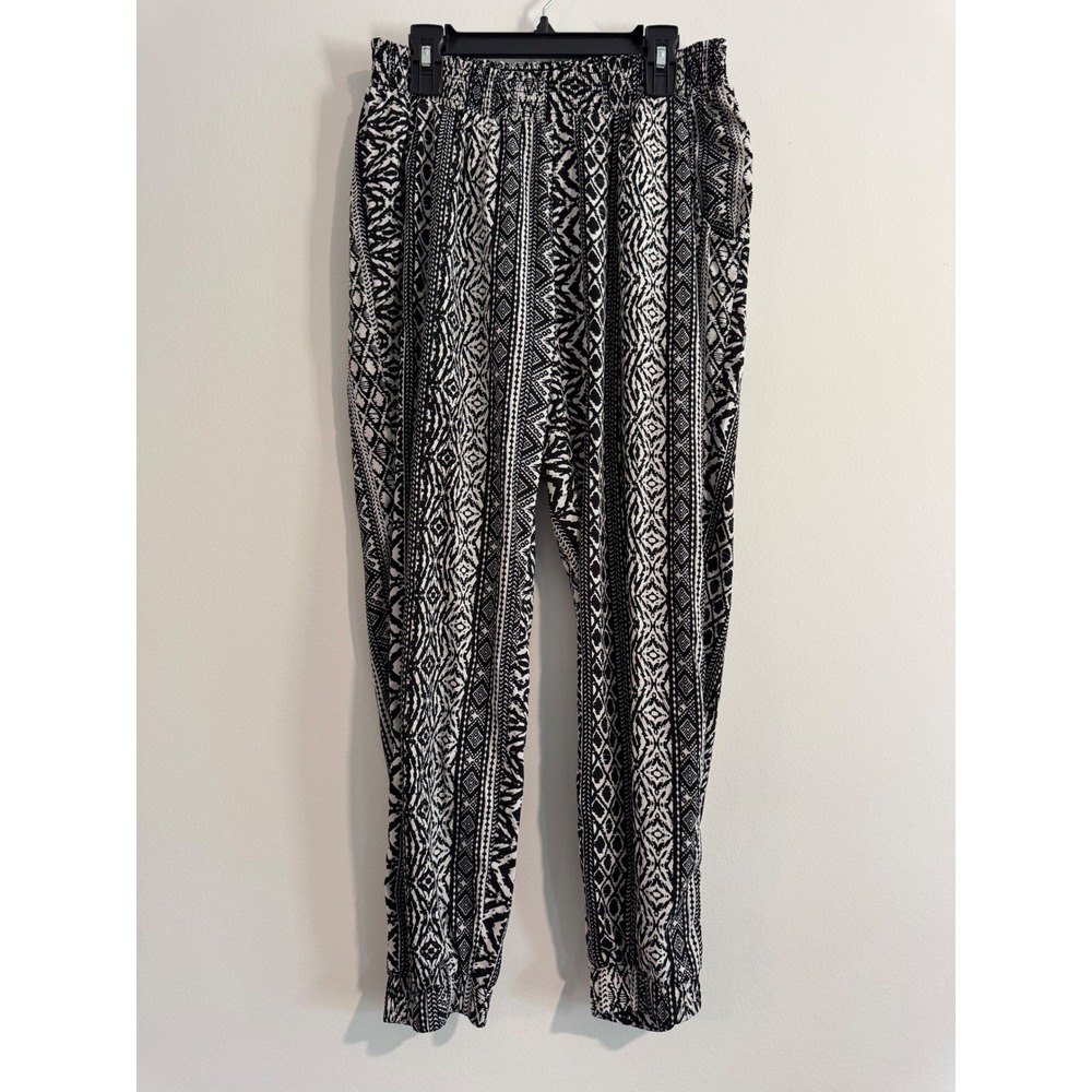 American Eagle Outfitters Geometric Tribal Jogger Pants Womens Small Black White